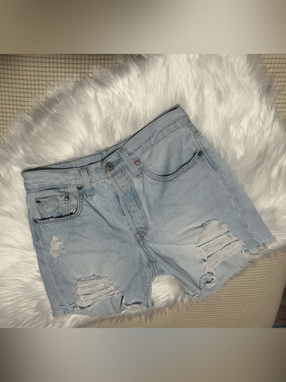 Levi's Light Blue 501 Denim Shorts